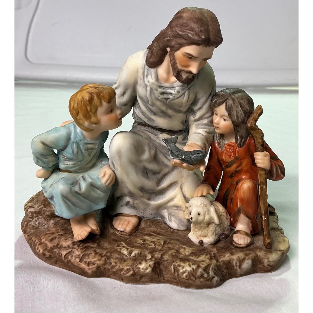 Homco Masterpiece The Fisherman Jesus Children Figurine 1983 Vintage New